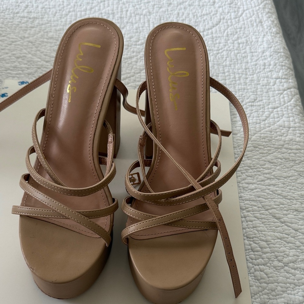 Lulu's Nude Strappy Platform Sandals